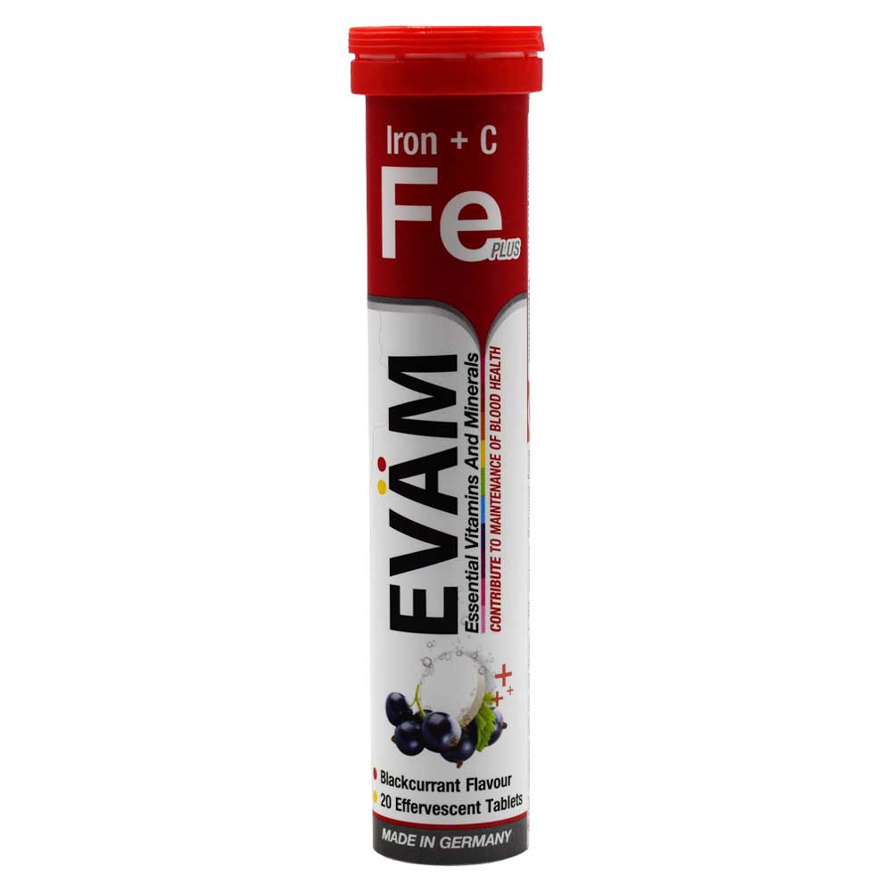 قرص جوشان ایوام Evam اصل آلمان مدل آهن و ویتامین سی بسته 20 عددی
