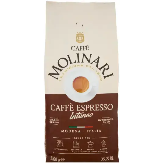 دانه قهوه مولیناری یک کیلوگرم مدل molinari caffe espresso intenso